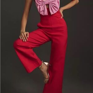 Maeve Elegant Red High-Waisted Pant jumpsuit Color Block Size 12